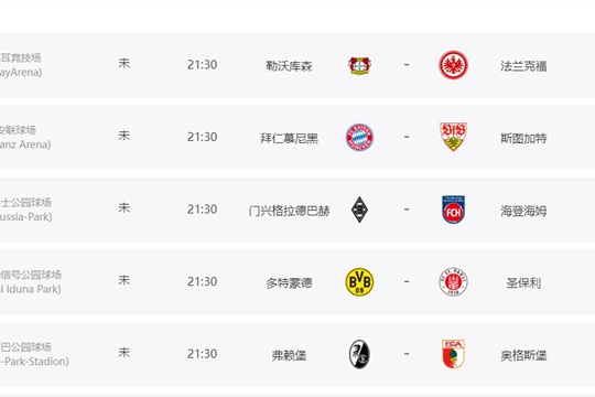 2024-2025赛季德甲联赛第7轮比赛赛程表(附比赛时间和对阵表)