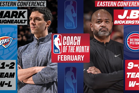 NBA25年2月最佳教练出炉：戴格诺特与比克斯塔夫双双当选