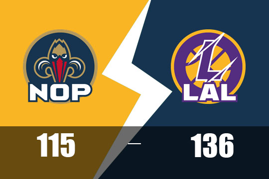 湖人主场以136-115大胜鹈鹕，詹姆斯34分(3月5日NBA比赛战报)