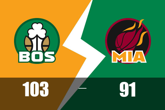 塔图姆28分，凯尔特人客场103-91轻取热火(3月15日NBA比赛战报)