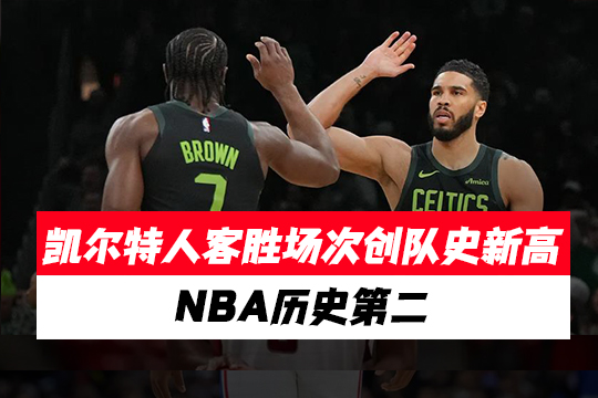 凯尔特人客胜场次创队史新高，NBA历史第二