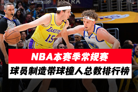 NBA本赛季常规赛球员制造带球撞人总数排行榜