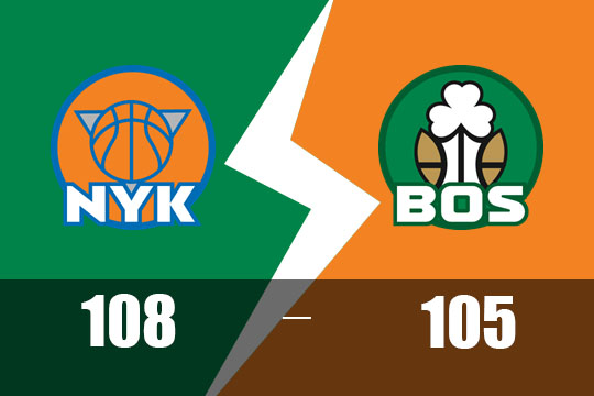 布伦森阿努诺比各29分，尼克斯加时108-105胜凯尔特人(5月6日NBA比赛战报)